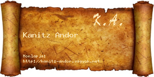 Kanitz Andor névjegykártya